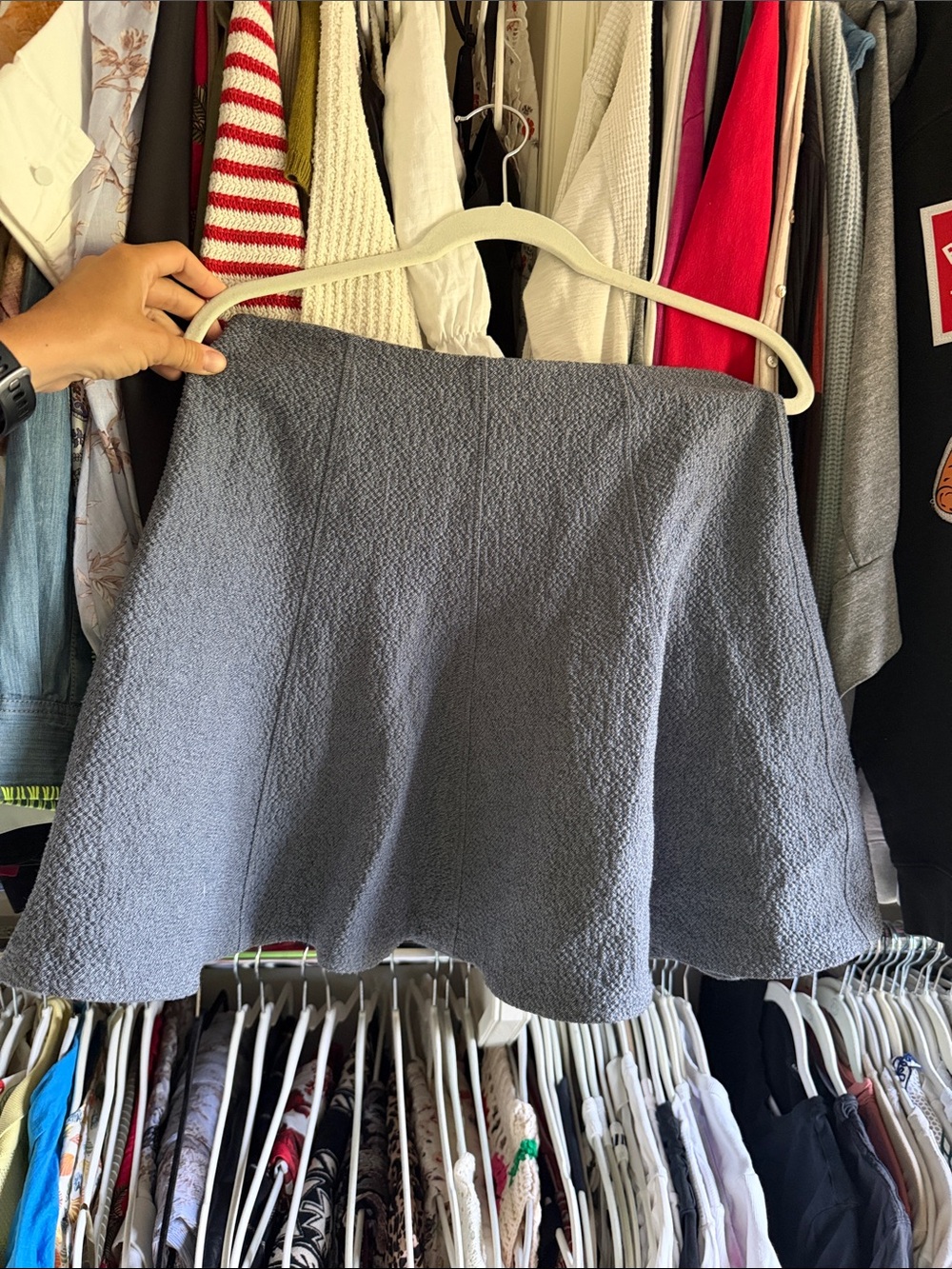 Theory Gray Textured Circle Skirt